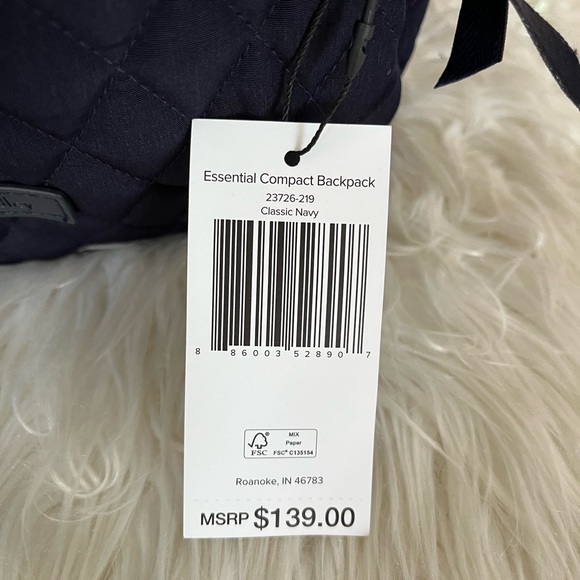{Vera Bradley} Essential Compact Backpack in Microfiber Navy - NWT - Picture 8 of 8
